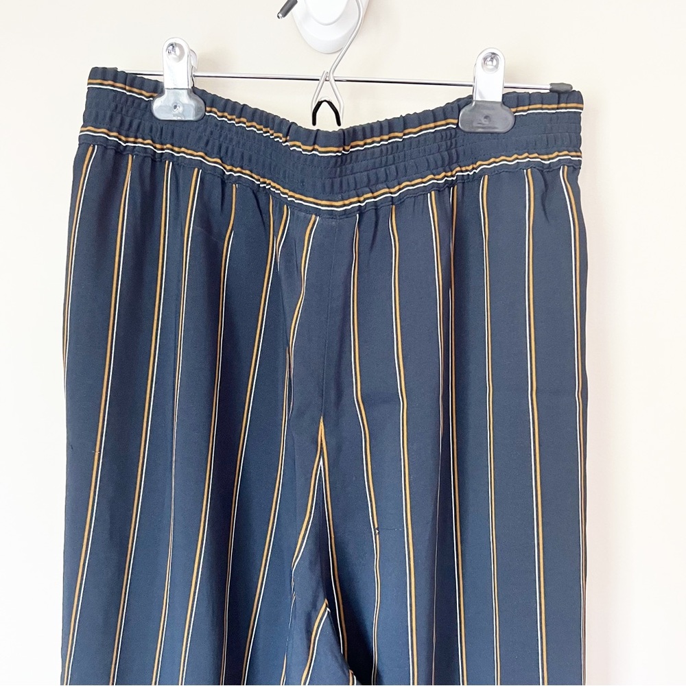 Lafayette 148 New York Hester Striped Wide-Leg Trouser Pant Navy Blue M - Picture 11 of 13
